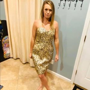 Vintage 90s gold and black cocktail dress